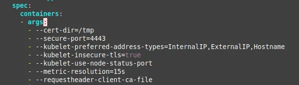 Deploying k8s metrics server