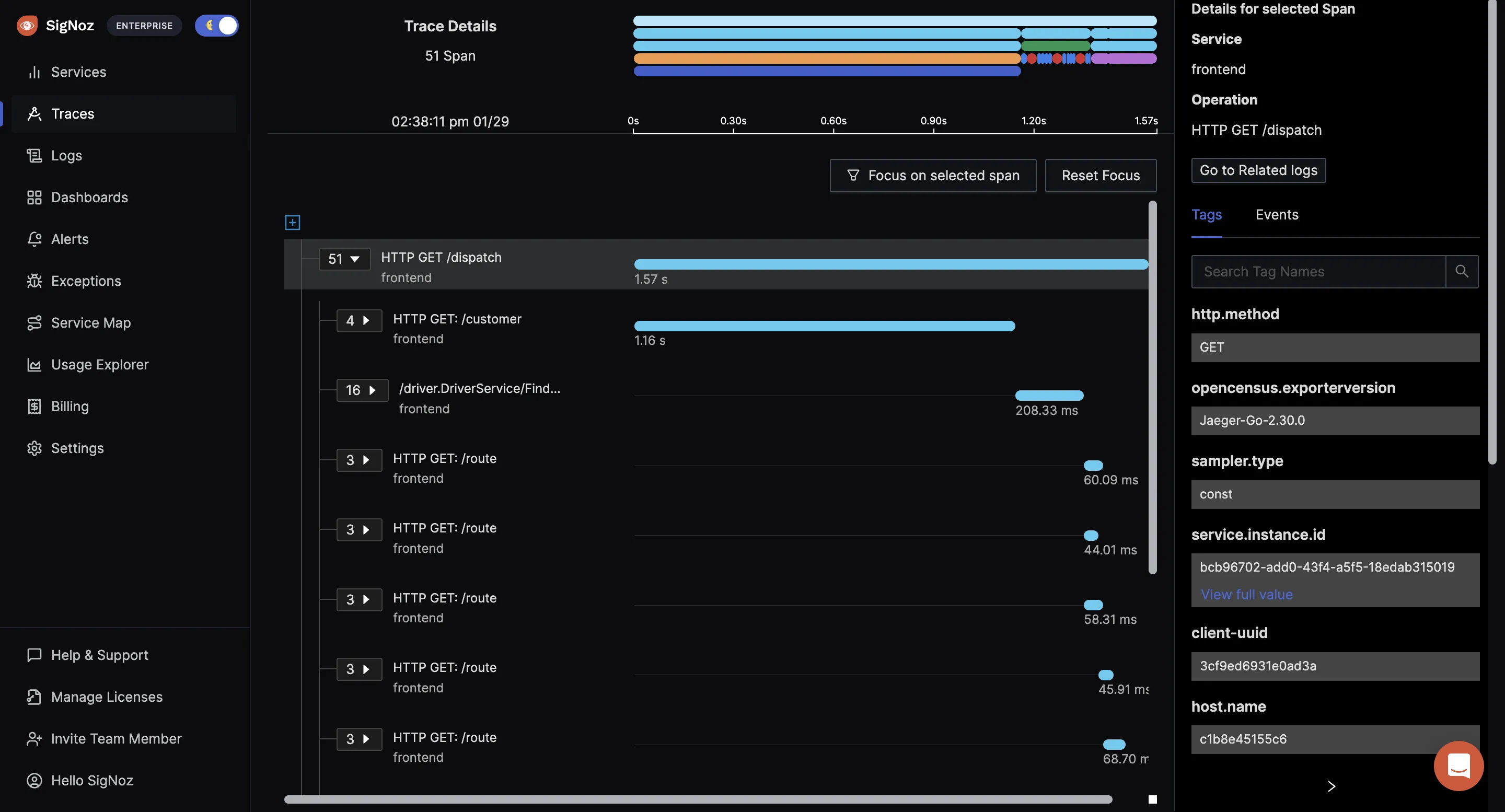 This is how a trace looks like in an OpenTelemetry-native backend like SigNoz