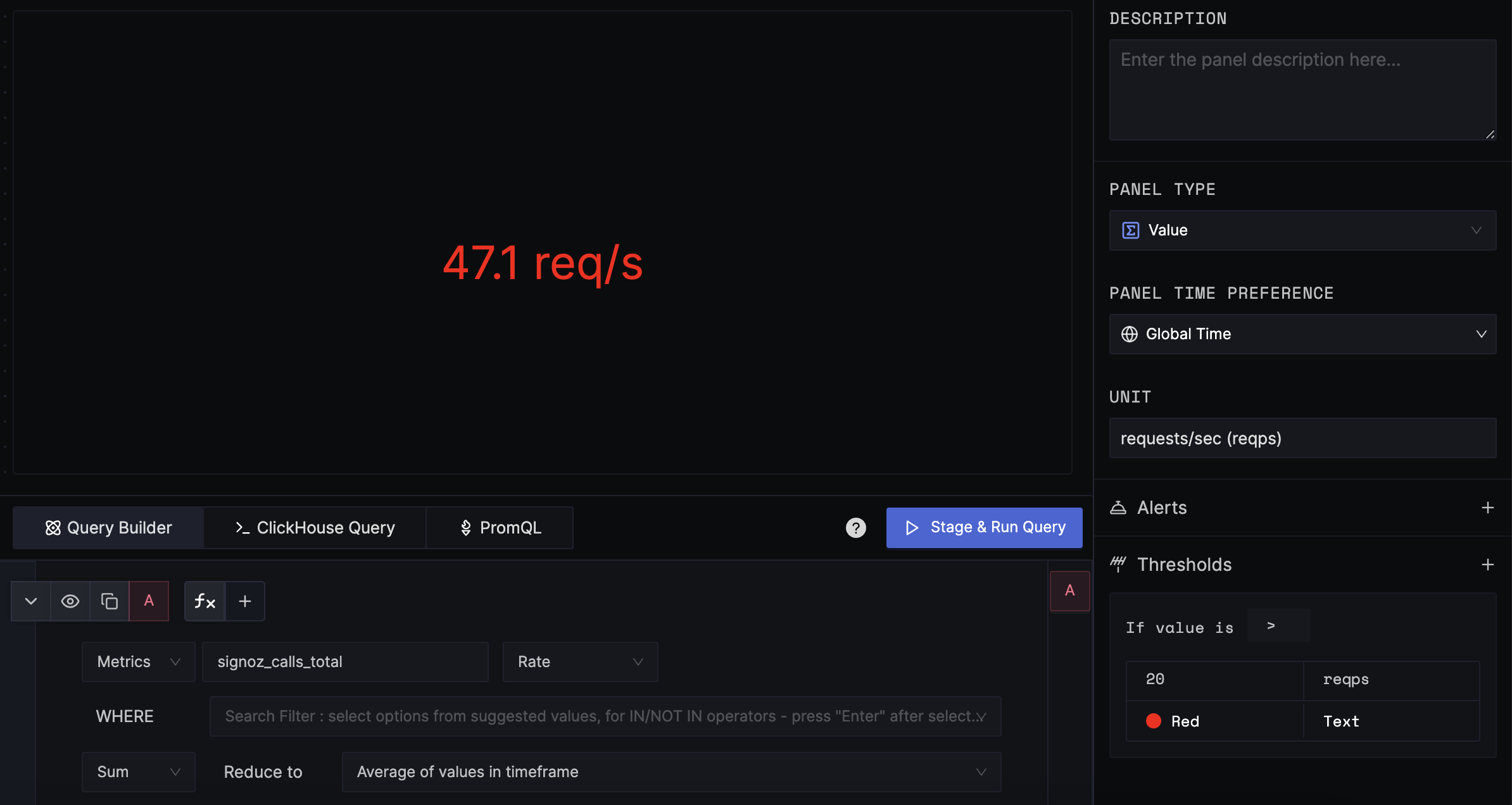 Value for req/s over period of time