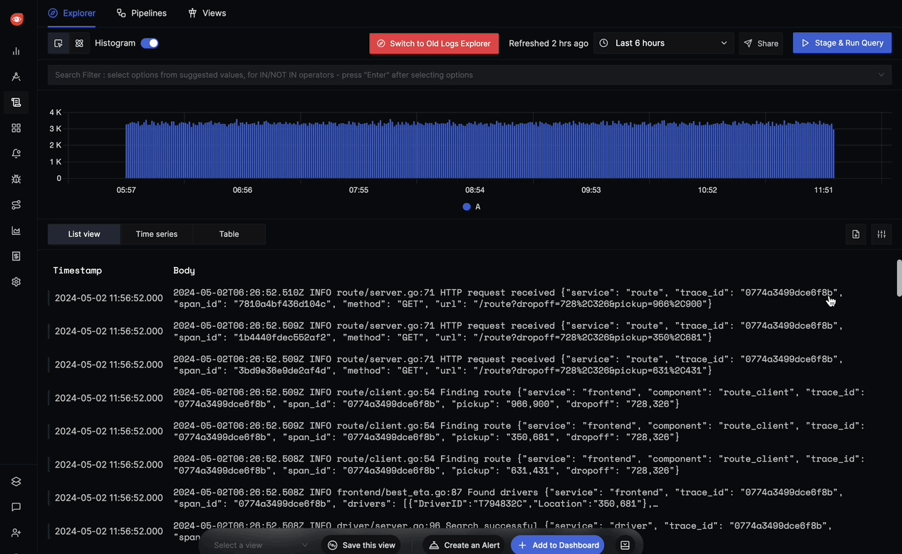 Copy Link feature of List View in Logs Explorer